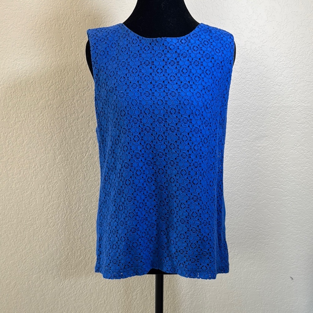 Blue Lace Sleeveless Top